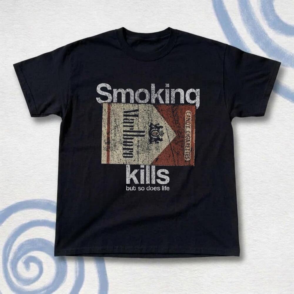 Black 90S Smoking Kills Graphic Tee
